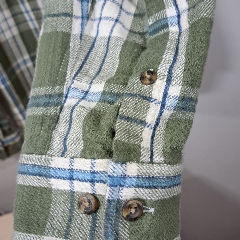 L.L. Bean Men's Flannel 100% Cotton Blue and Green Plaid Shirt XL Regular - Picture 3 of 5